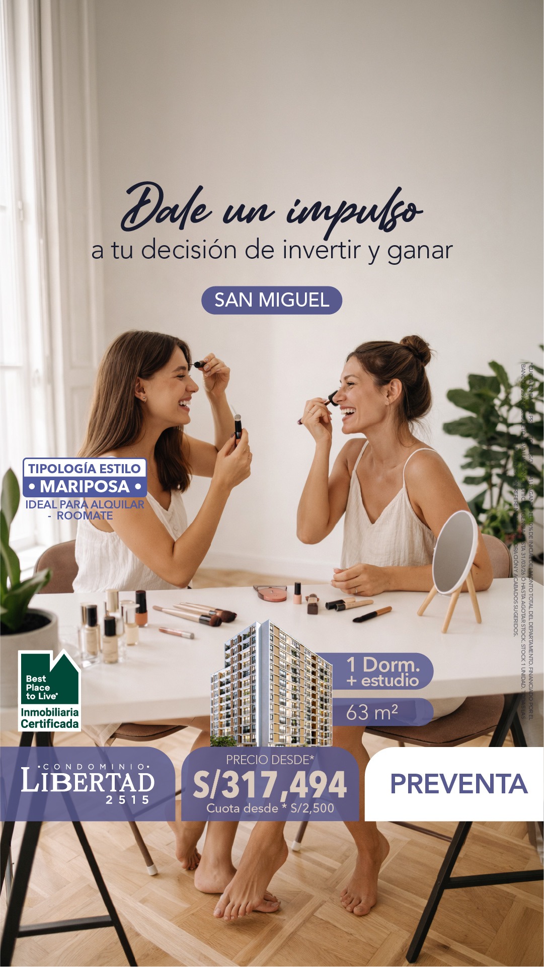 LIBERTAD 63M2 ESTILO MARIPOSA VERTICAL